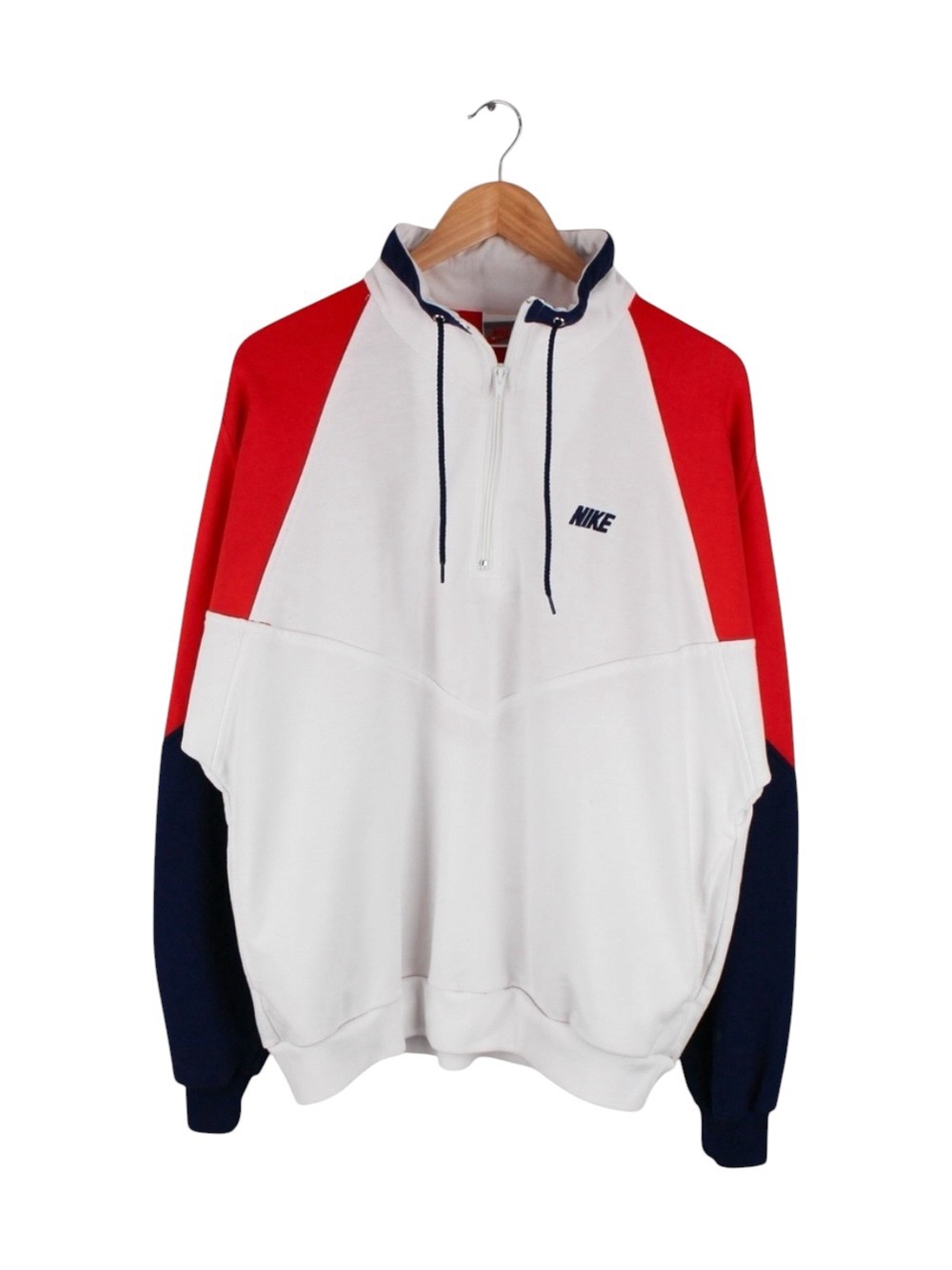 Vintage Nike Colorblock Quarter Zip Pullover‎ Sweatshirt Red White Blue Men's L
